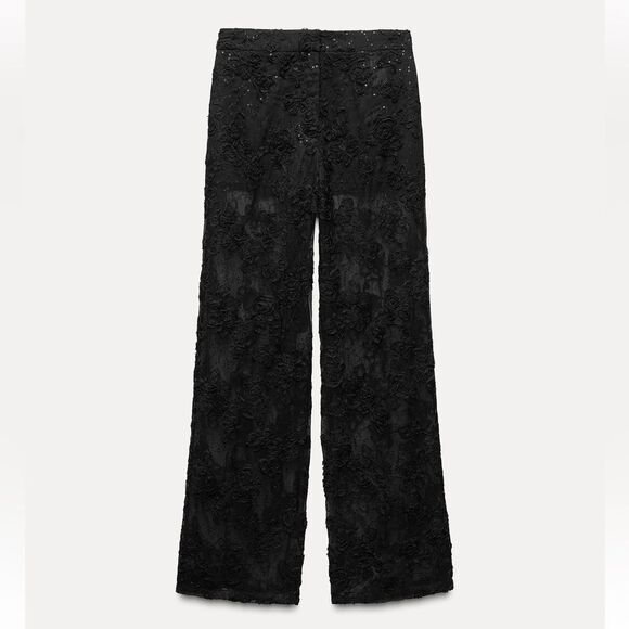 Zara structured sequin semi sheer pants - Picture 3 of 5